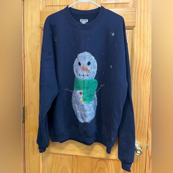 Beautiful hand crafted snowman sweatshirt size XL - Picture 1 of 5